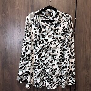 Christian Siriano for‎ Lane Bryant Leopard Zebra Print Button Down Shirt 18/20